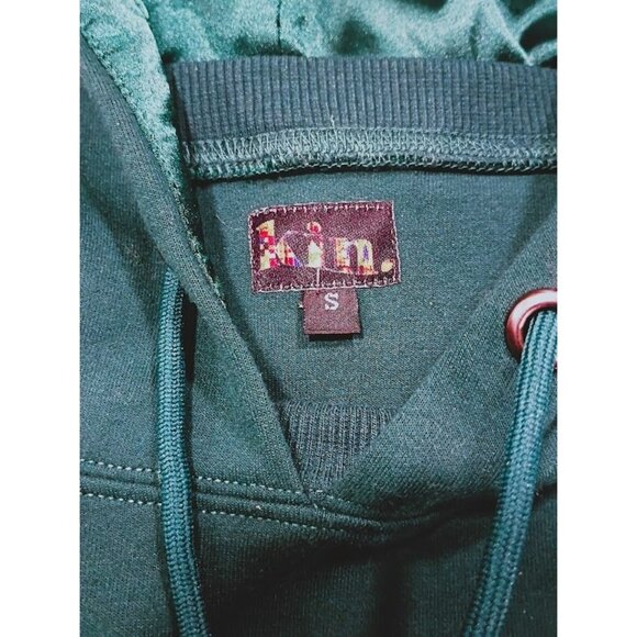 Kin Cropped Green Cotton S Hoodie With Satin-Lined Hood Drawstring - Picture 4 of 11